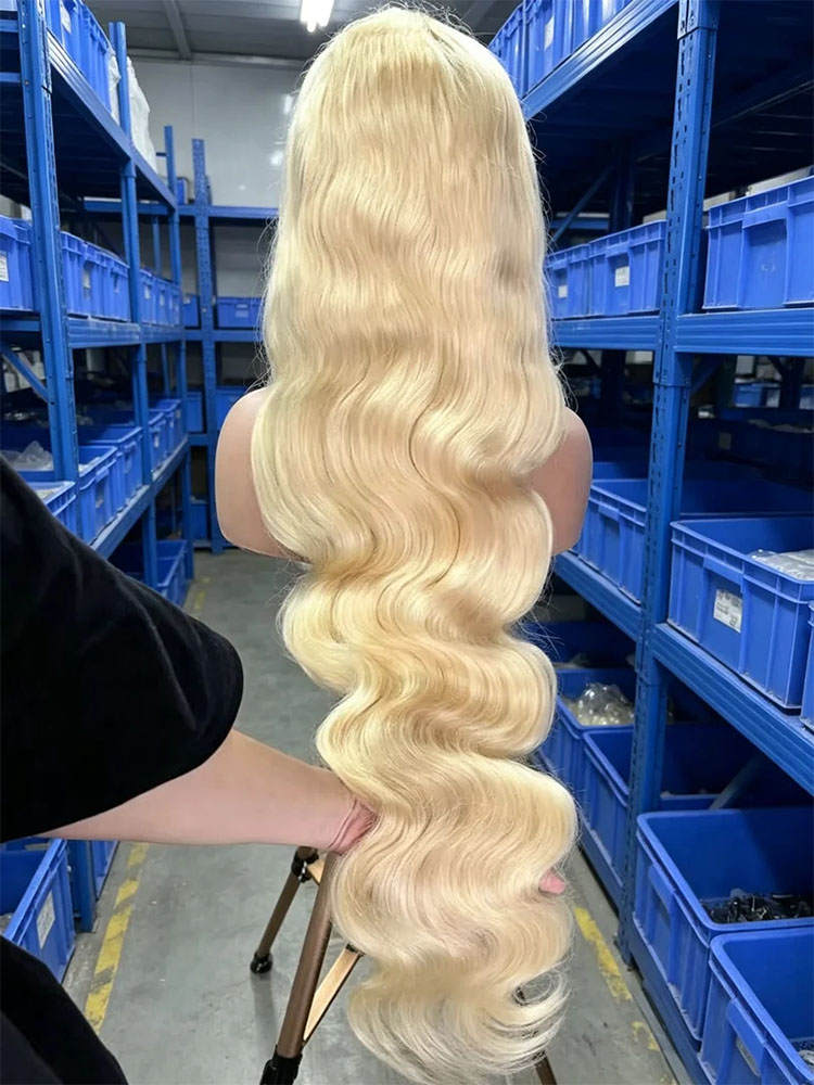 613 Blonde Body Wave Lace Front Wig - 36 40 İnç 613 Bal Rengi