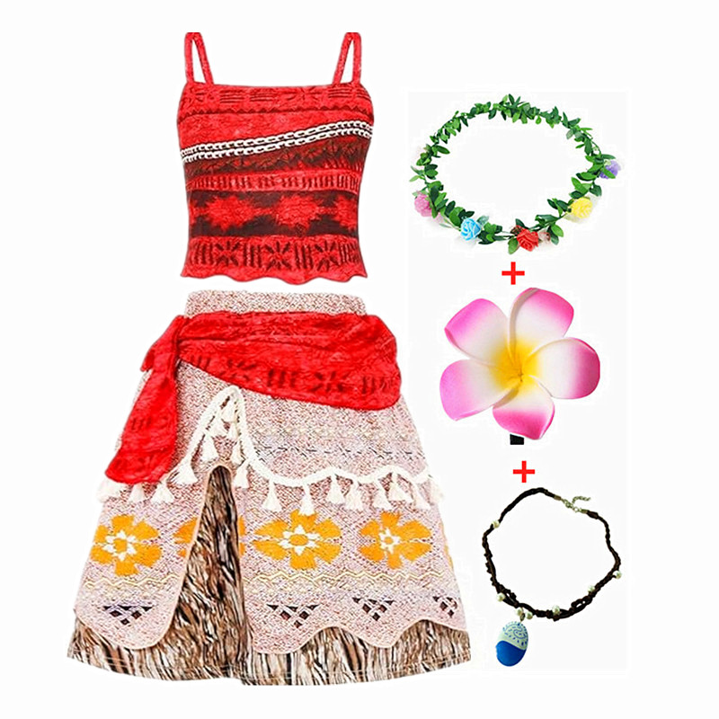 Hair Bundles - Moana Elbise Kızlar için Cosplay Kostüm