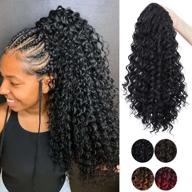 Drawstring Afro Curly Puff Ponytail - Sentetik 18 Inç Uzun Sapıkça Kıvırcık