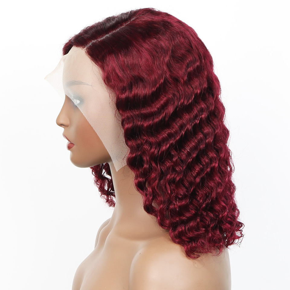 99j Bordo Rengi, Derin Kesimli - Pre Parted 13X4 Lace Front Bob Wig incelemesi ve fiyatı