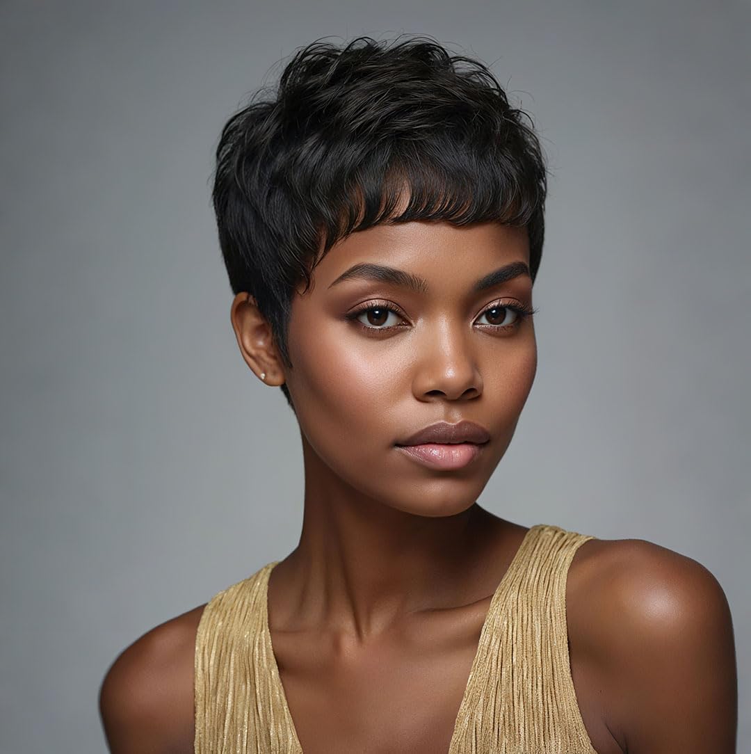 Misney Kısa Bob Kesim, Düz, Do - Short Pixie Cut Wig Human Hair Cheap incelemesi ve fiyatı