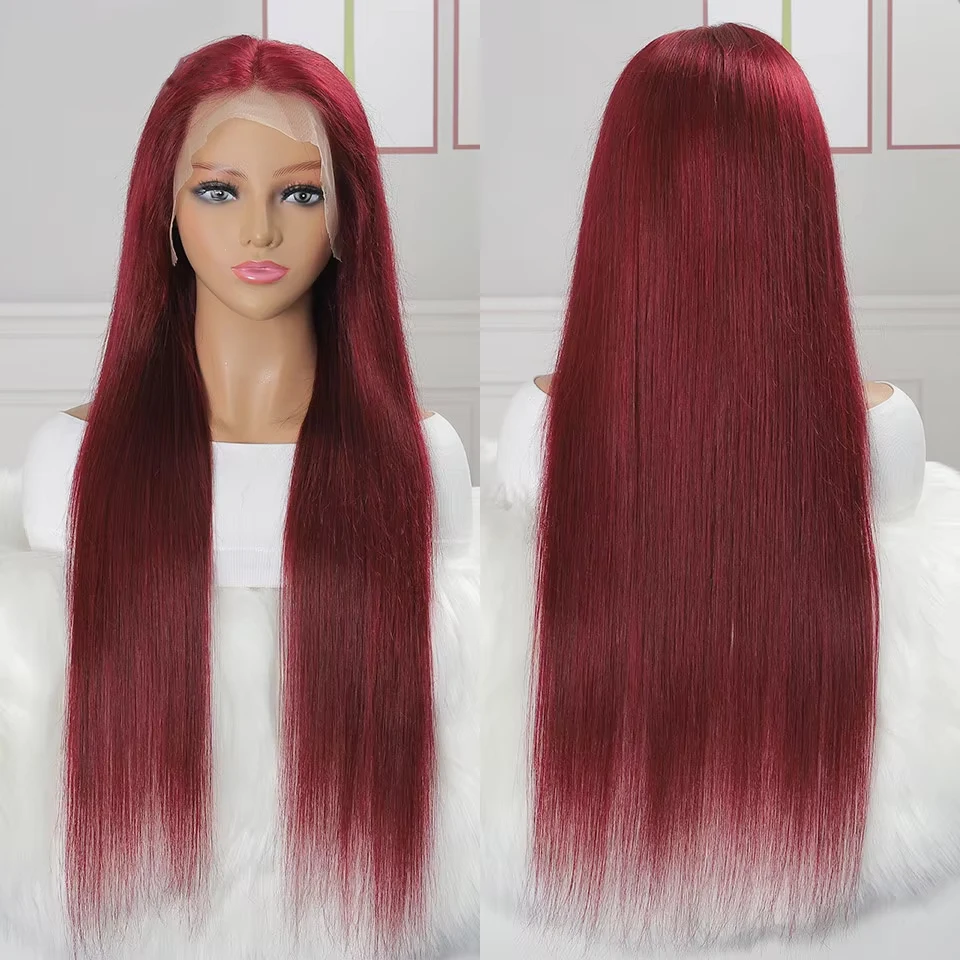 Düz Bordo 40 İnç %200 Yoğunluk - Hd Lace Frontal Wig Human Hair Pre Plucked incelemesi ve fiyatı