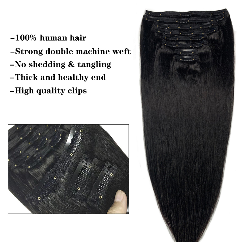 Klipsli Saç Uzatma Seti, Düz,  - Seamless Clip In Hair Extensions Human Hair incelemesi ve fiyatı